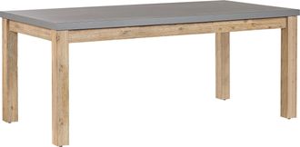 Beliani Mesa De Jard&iacute;n Tablero De Cemento Reforzado Gris Patas De Madera Acacia 180 X 90 Cm Patio Industrial Moderno De 8 Plazas Ostuni