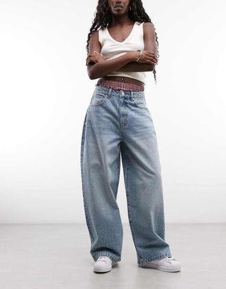Liquor & Poker jeans balloon ampi con decorazioni lavaggio blu