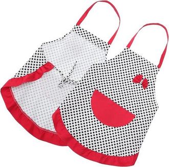 OEM Conjunto De 2 Delantales De Cocina Para Mujer Con Bolsillo, Lazo De Puntos, Sin Mangas, Para Colgar Al Cuello