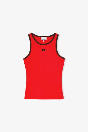 Ganni Red Tank Top in - Size XXS Organic Cotton