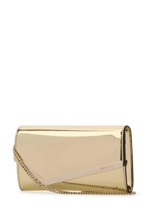 Jimmy Choo London Womens Gold Synthetic Leather Emmie Clutch Borse A Mano