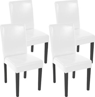 Hhg Set 4x sedie Littau ecopelle soggiorno cucina sala da pranzo 43x56x90cm bianco piedi scuri