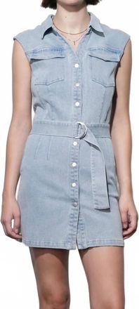 Greylin Madison Sleeveless Denim Mini Belted Dress In Blue