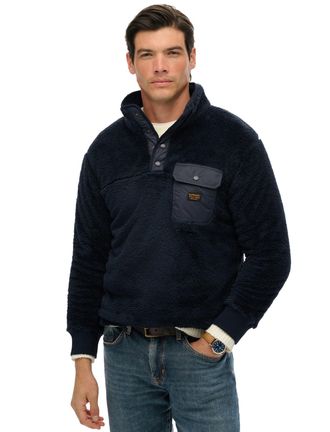 Superdry Trui Superdry fleece Donkerblauw Half Zip Knopen