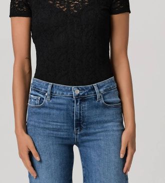 Paige June Lace Tee In Black