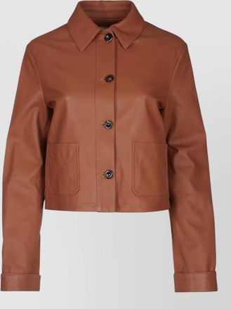 Jacob Cohen leather jacket collared neck front pockets