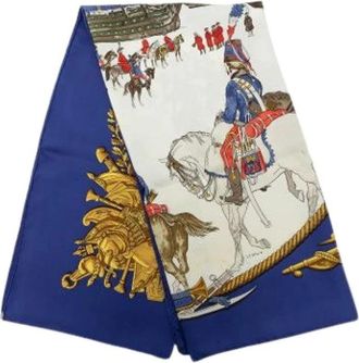 Herm&egrave;s Pre-owned Marine et Cavalerie Sjaal - Dames - Vintage Accessoires - Veelkleurig - ONE Size - Vintage