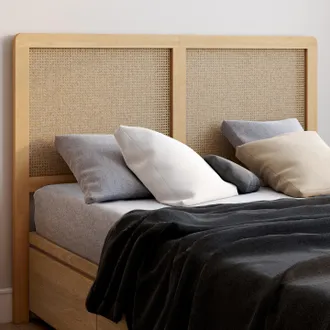 IDMarket Edhen Cabecero De Ca&ntilde;a Y Madera 140 Cm