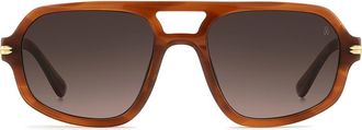 Stuart Weitzman 54mm Gradient Rectangular Aviator Sunglasses in Havana Brown/brown Sf at Nordstrom