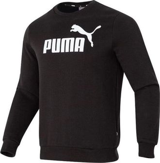 Puma Letter Print Fleece Pullover Sweatshirt Black White 682722-01