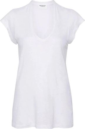 Isabel Marant Witte Zankou Tee Shirt - Dames - T-shirts - Wit - S - Linnen - Tops