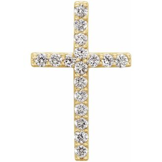 Diamond2Deal 14k Gold 1/6ct Lab-Grown Diamond Petite Cross Pendant