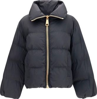 Balmain Womens Jacket Padded High-Neck Black Viscose Coat