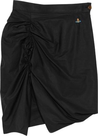 Vivienne Westwood Mini Skirt with Ruched Asymmetrical Hem and Embroidered Emblem