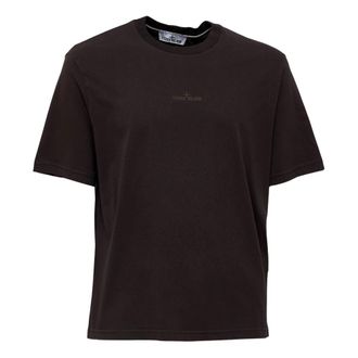 Stone Island Ribbed Crew Neck T-Shirt - Heren - T-shirts - Bruin - M - Katoen - Tops