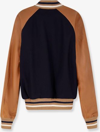 Dsquared2 Mens Varsity Wool And Leather Bomber Blue Virgin Jacket
