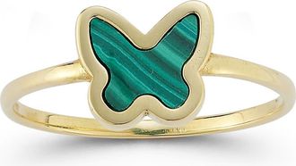 Ember Fine Jewelry 14K Gold Butterfly Malachite Ring in Green/gold at Nordstrom Rack, Size 8