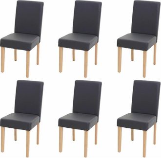 Hhg Hhg - Lote De 6 Sillas De Comedor Silla De Cocina Littau, Polipiel, Gris Mate, Patas Claras