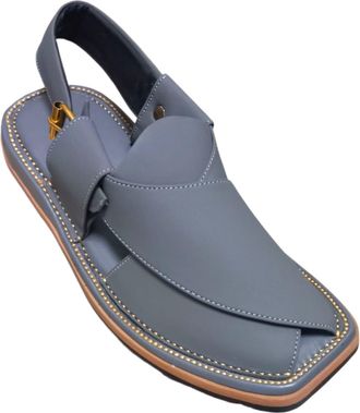 Generic Handmade Leather Chappal, Sandals, Unique Design Shoes, Peshawari Chappal, Gift For Him, Men Gift idea (Grey, UK Footwear Size System, Adult, Men, Num