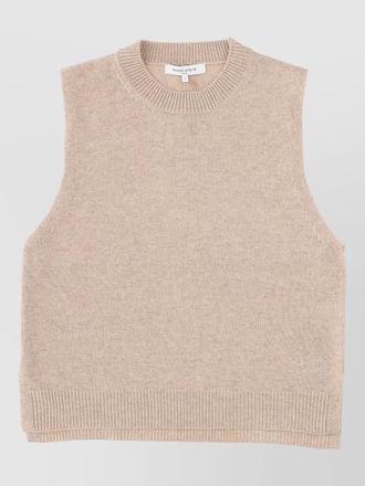 Maison Kitsun&eacute; wool knit vest ribbed hem neckline