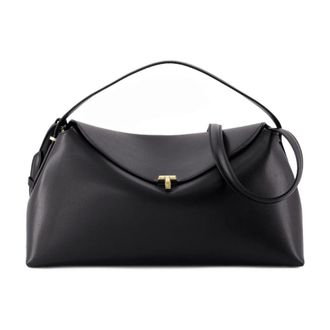 Toteme Womens T Lock Top Handle Bag Black Cowhide