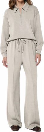 Current Air Wide Leg Modal Drawstring Sweatpants In Fog