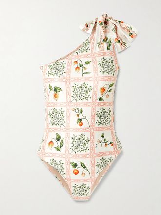 Agua Bendita Costume Da Bagno Monospalla In Tessuto Riciclato Stampato Remedios - Crema