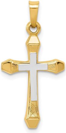 Diamond2Deal 14k Yellow Gold Rhodium Hollow Cross Pendant