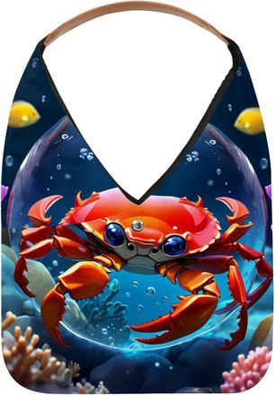 Generic Crab Crystal Ball Reusable Lightweight Grocery Bags - Foldable Into Compact Pouch, Washable & Sturdy, Multipurpose for Shopping and Travel