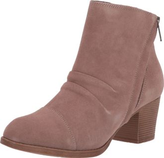 Skechers Womens Taxi-Uptown Funk-Suede Ruched Short Ankle Boot with Side Zipper