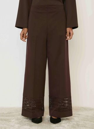 Meimeij Laser Cut Hem Pant In Burgundy