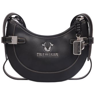 True Religion Blake Smooth PU Belted Hobo Bag - Womens Faux Leather Shoulder & Crossbody Handbag