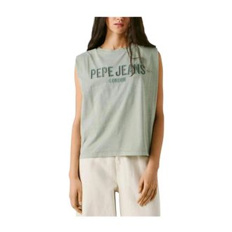 Pepe Jeans London Sleeveless Tops, female, Green, Size: XS Sleeveless Top