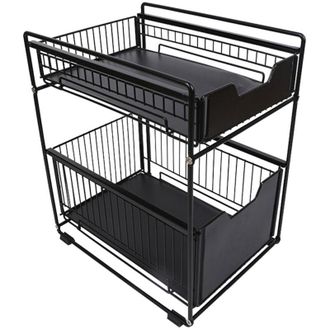 OEM Organizador Deslizante Para Debajo Del Fregadero Con 2 Cajones Para Especias, Ideal Para Ba&ntilde;o, Cocina Y Oficina. Color Negro