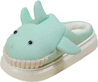 Generic Womens Slippers Cartoon Head Slip On Footwear For Autumn And Winter Warm Home Shoes With Sole Shark Head Design Cozy Indoor Clogs For Her Ladies Slipp