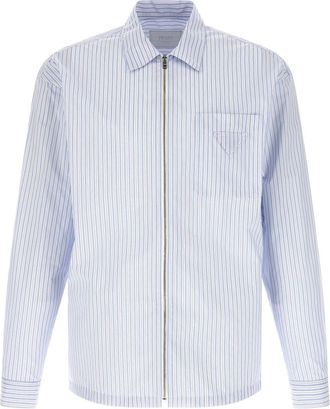 Prada Light Blue Zip Up Shirt
