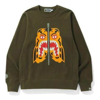 A Bathing Ape BAPE Tiger Crewneck Olivedrab 1I30-113-019-OLV