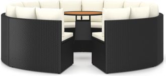 vidaXL 9 Pcs Set Sofas Of Garden W/ Vime Pe Preto Cushion