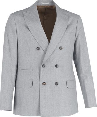 Brunello Cucinelli Brunello Cucinelli Pre-owned Mens Double-Breasted Blazer with Pockets in Grey Wool - Size IT 50 (Mens)