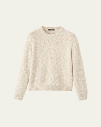 Loro Piana Mens Ash Virgin Wool, Linen and Cashmere Crewneck Sweater