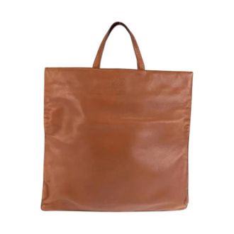Loewe Pre-owned Anagram Leren Tote Bag - Dames - Vintage Shopper - Bruin - ONE Size - Leer - Vintage