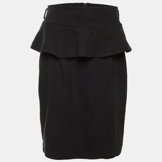 Roberto Cavalli Cavalli Class Black Jersey Peplum Pencil Skirt