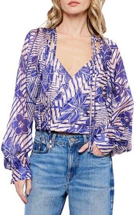 Ciebon Betty Print Split Neck Top in Navy at Nordstrom Rack, Size X-Small