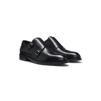 BOSS Leather monk shoes with double strap