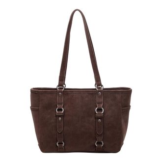 Generic Kexpery Vintage PU Leather Large Handbag for Women Elegant Underarm Messenger Bag for Work and Leisure