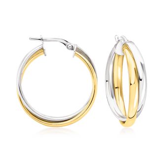 Ross-Simons Italian Sterling Silver and 18kt Gold Over Sterling Double-Hoop Earrings