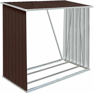 vidaXL Casetilla Para Le&ntilde;a Acero Galvanizado Marr&oacute;n 163x83x154 Cm Vidaxl