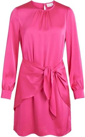 Vila Vila, Kleedjes, Dames, Roze, M, Polyester, Roze Mini Jurk voor Vrouwen