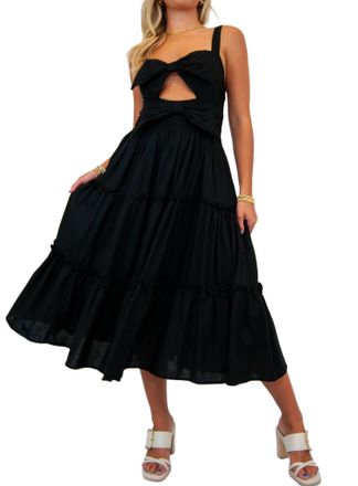 So Me Cut Out Bow Tiered Dress In Black