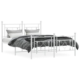 Berkfield Home Metal Bed Frame without Mattress with Footboard White 140x190cm | Size: 140x190 cm